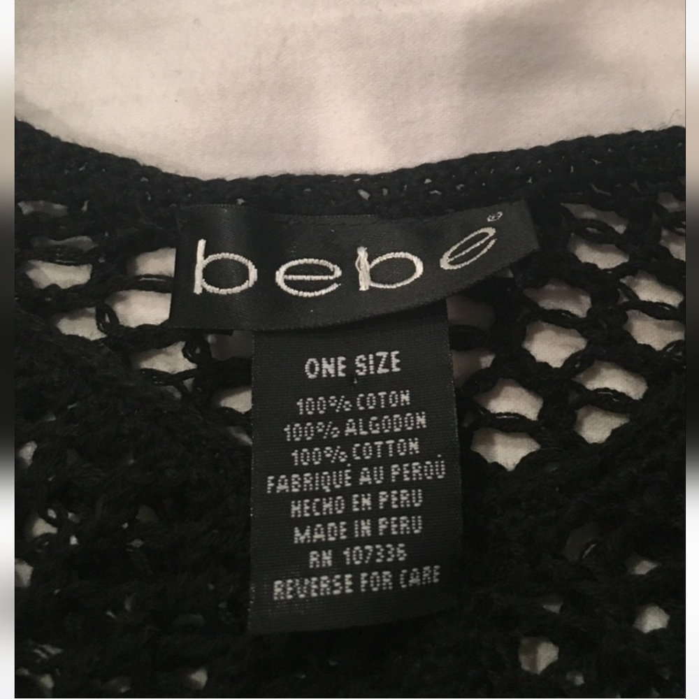 bebe Black Crochet Knit Poncho Shrug - Picture 2 of 2